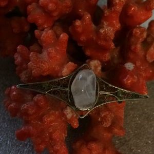 Antique sterling pink quartz brooch